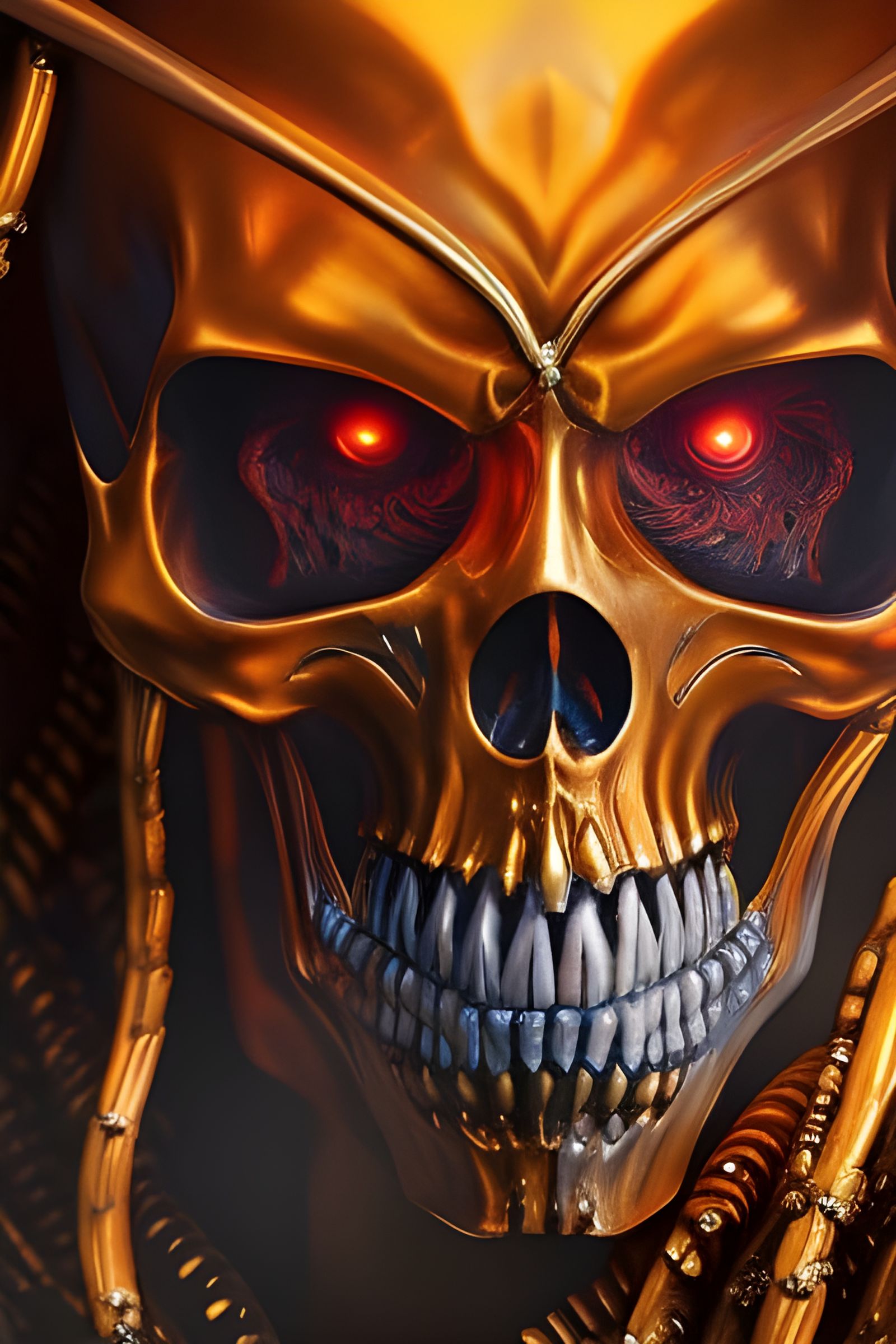 Fiery-Eyed Lich Portrait in Hyperrealistic Style