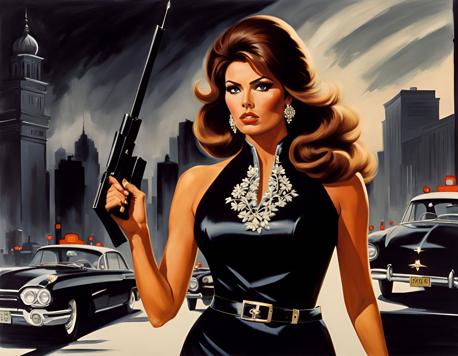 1960s Super Spy Portrait in Impressionist Style