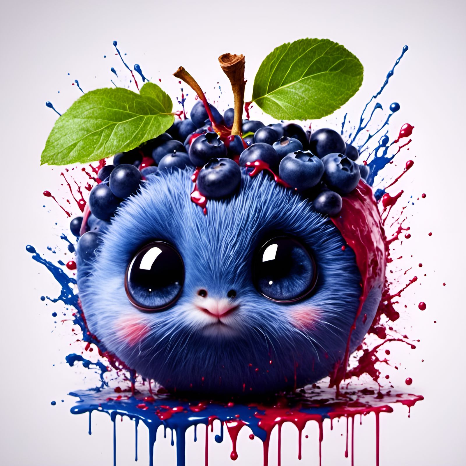 Sad Blueberry Portrait in Graffiti Style