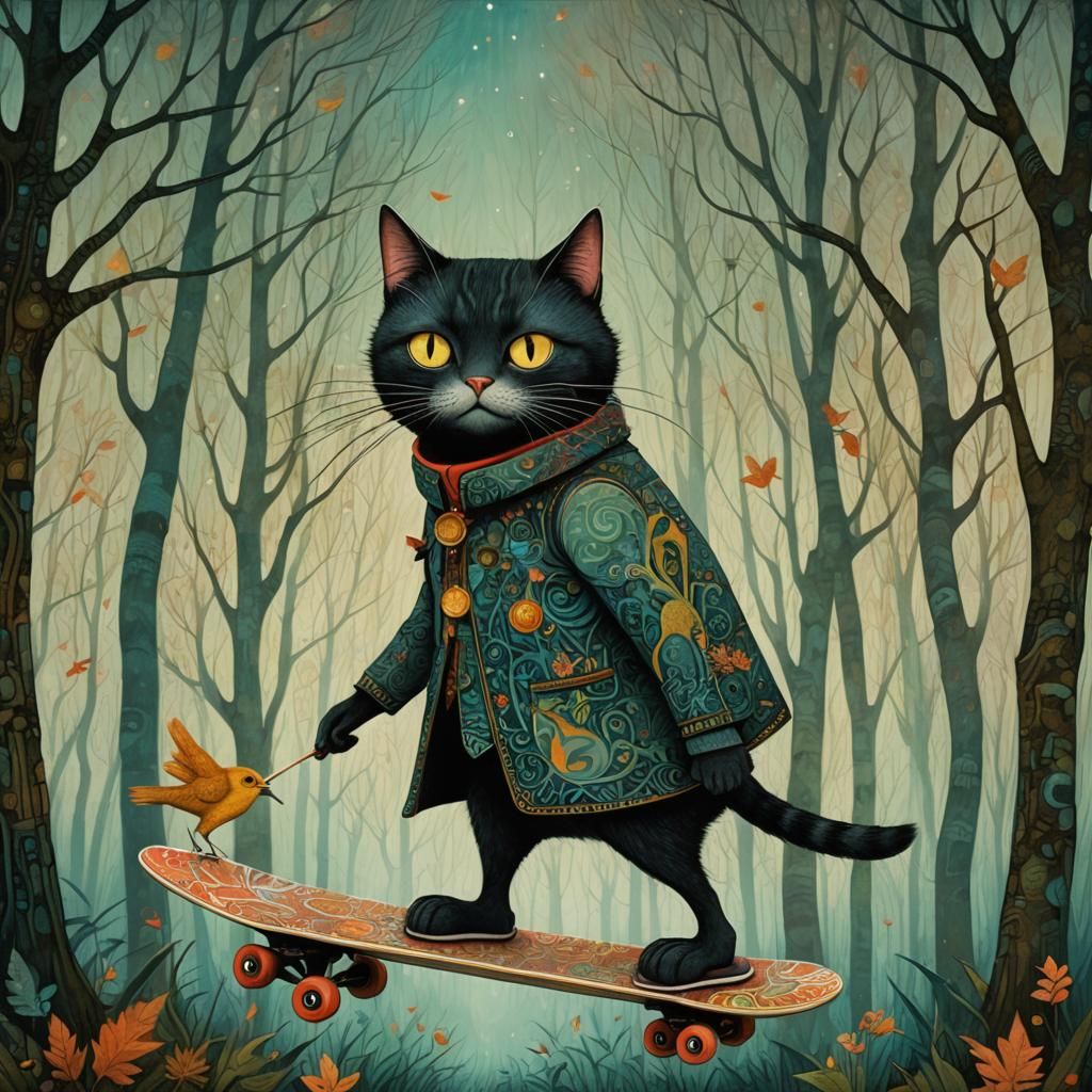 Dreamlike Woman-Cat in Art Brut Style