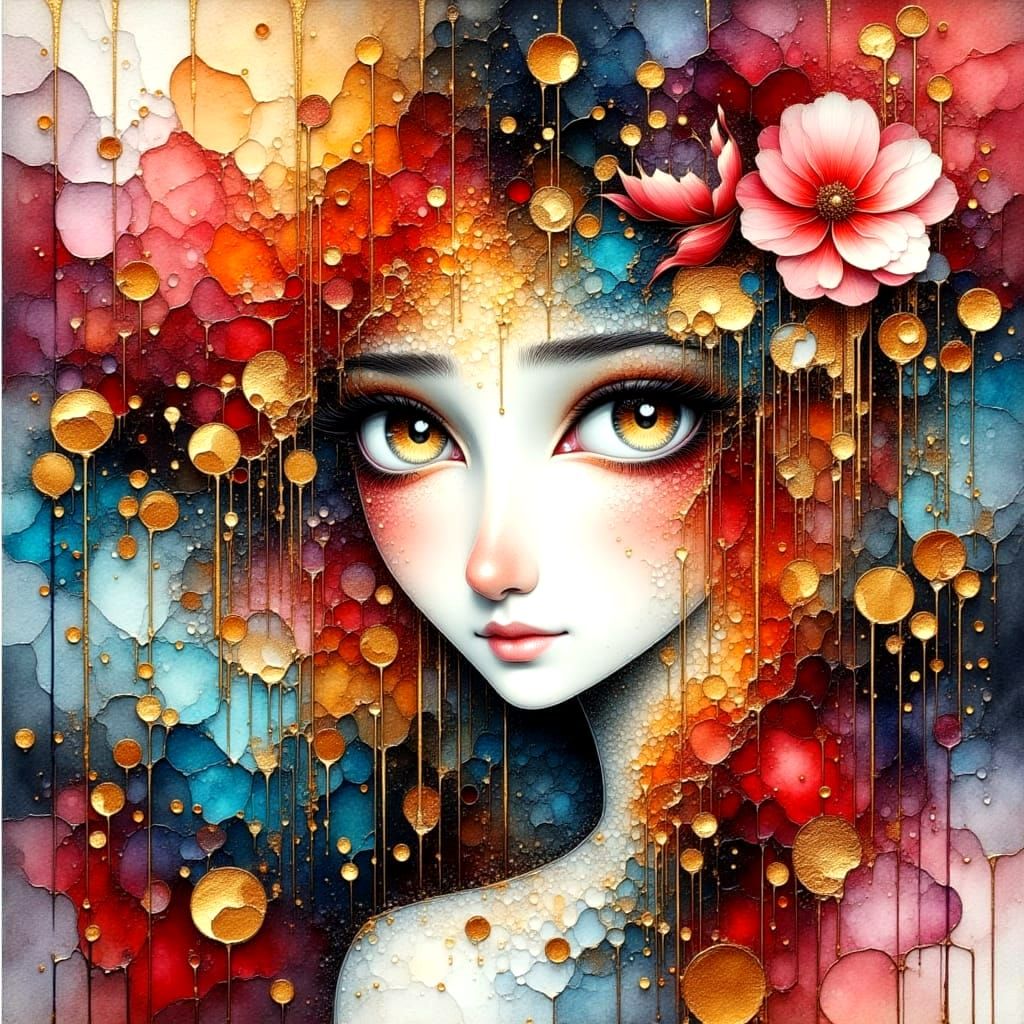 Whimsical Mystical Dreamlike Fantasy in Watercolor Impasto S...