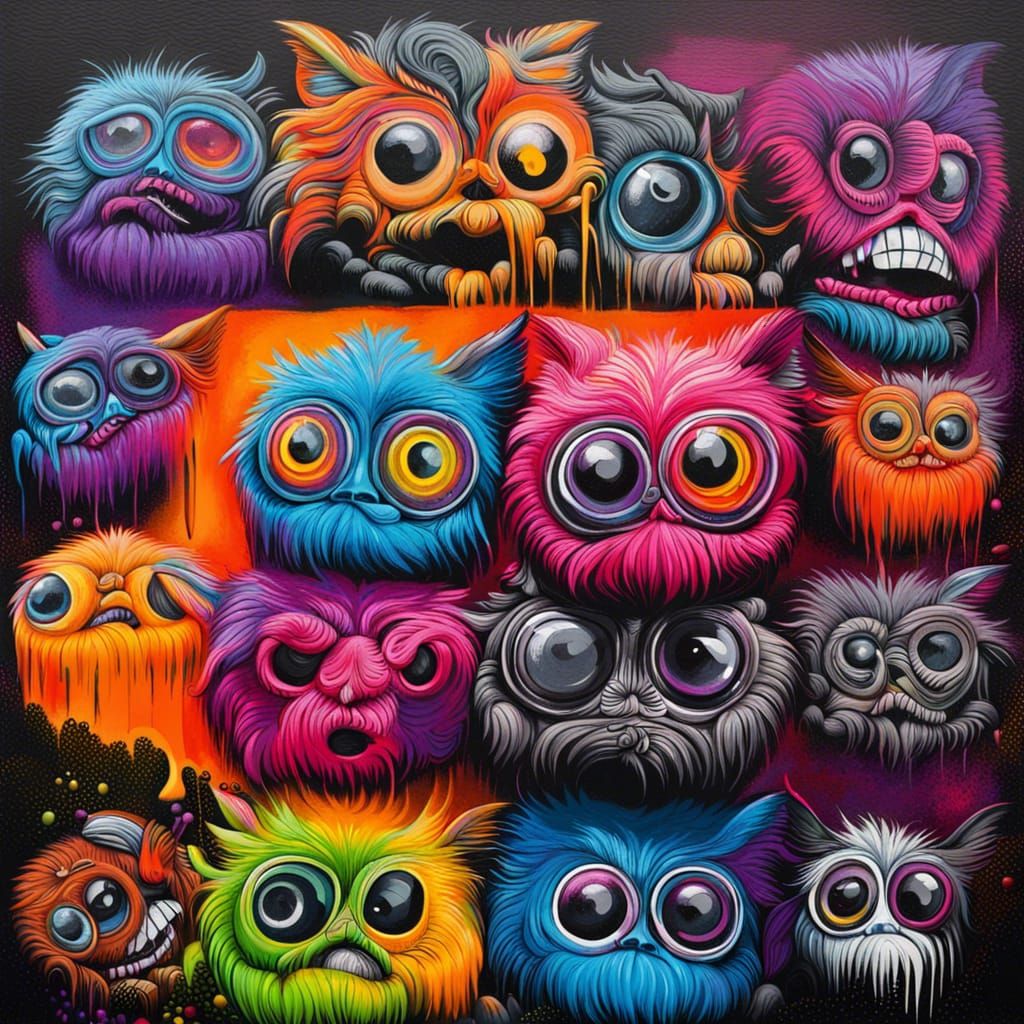 a furby's skellington , vivid colours