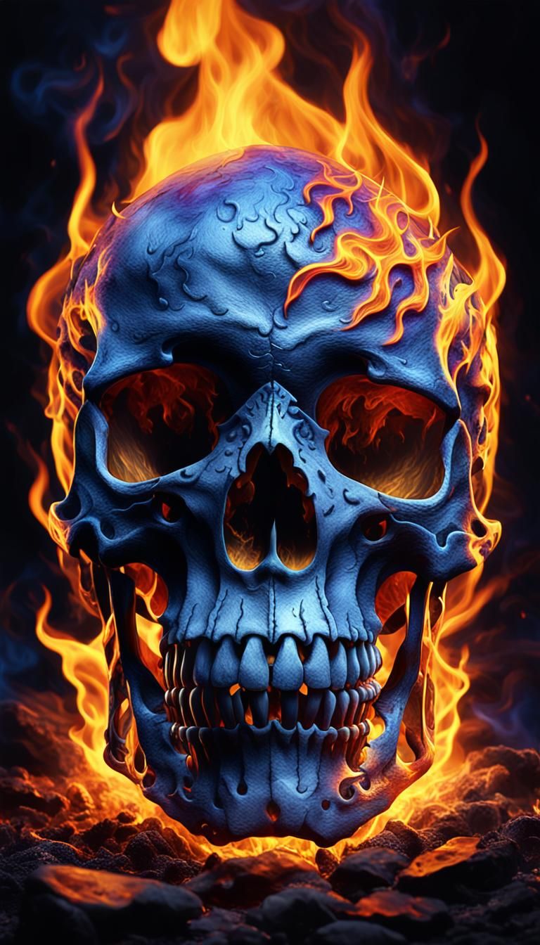 Skull Ablaze in Mystical Fantasy Art