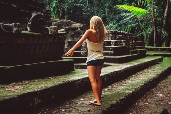 Amazon Rainforest Mayan Ruins with Women
