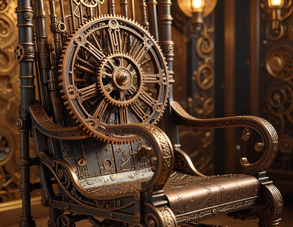 Steampunk Rocking Chair in Ornate Fantasy Style