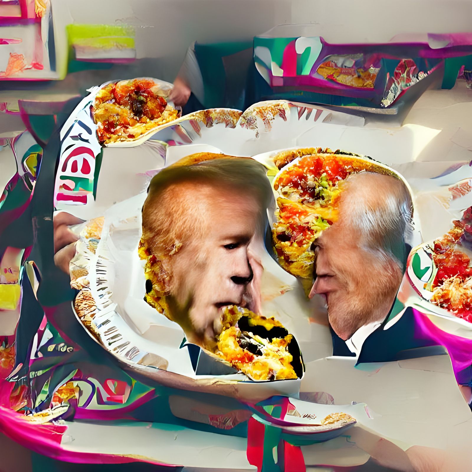 Trump and Biden Share Pizza in Hell