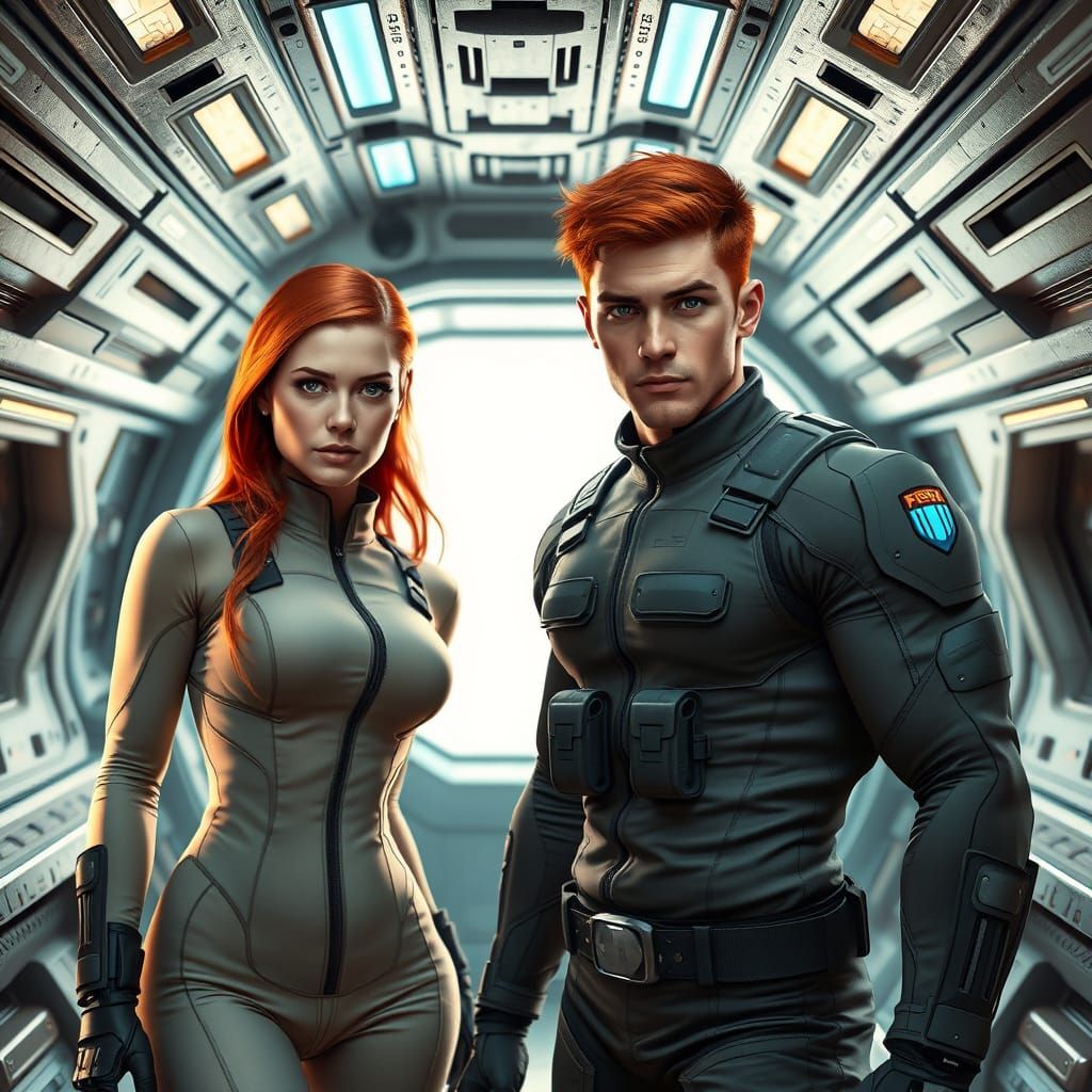 Redheaded Twins in High-Tech Shuttlecraft