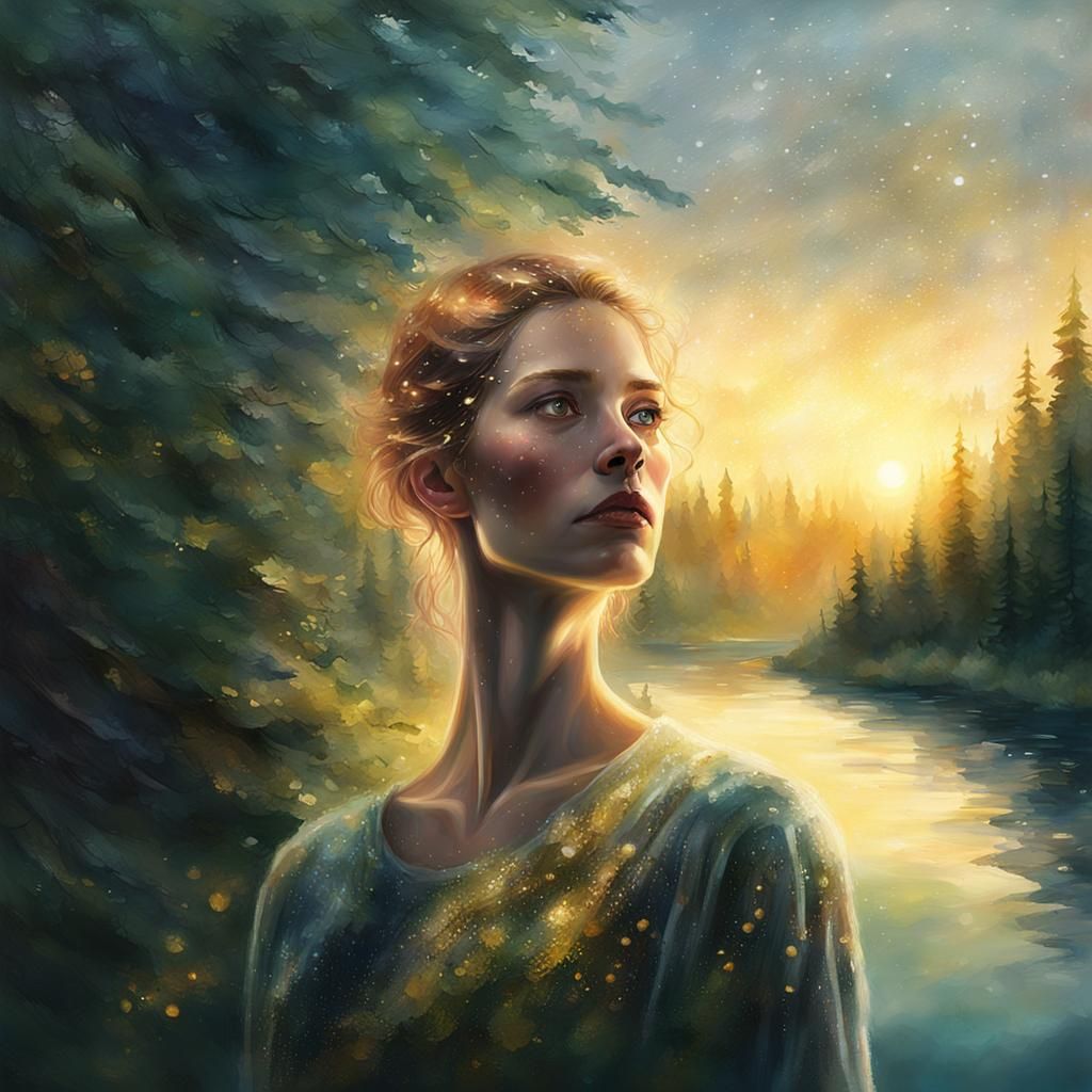 Ethereal Fantasy Portrait of Determined Woman
