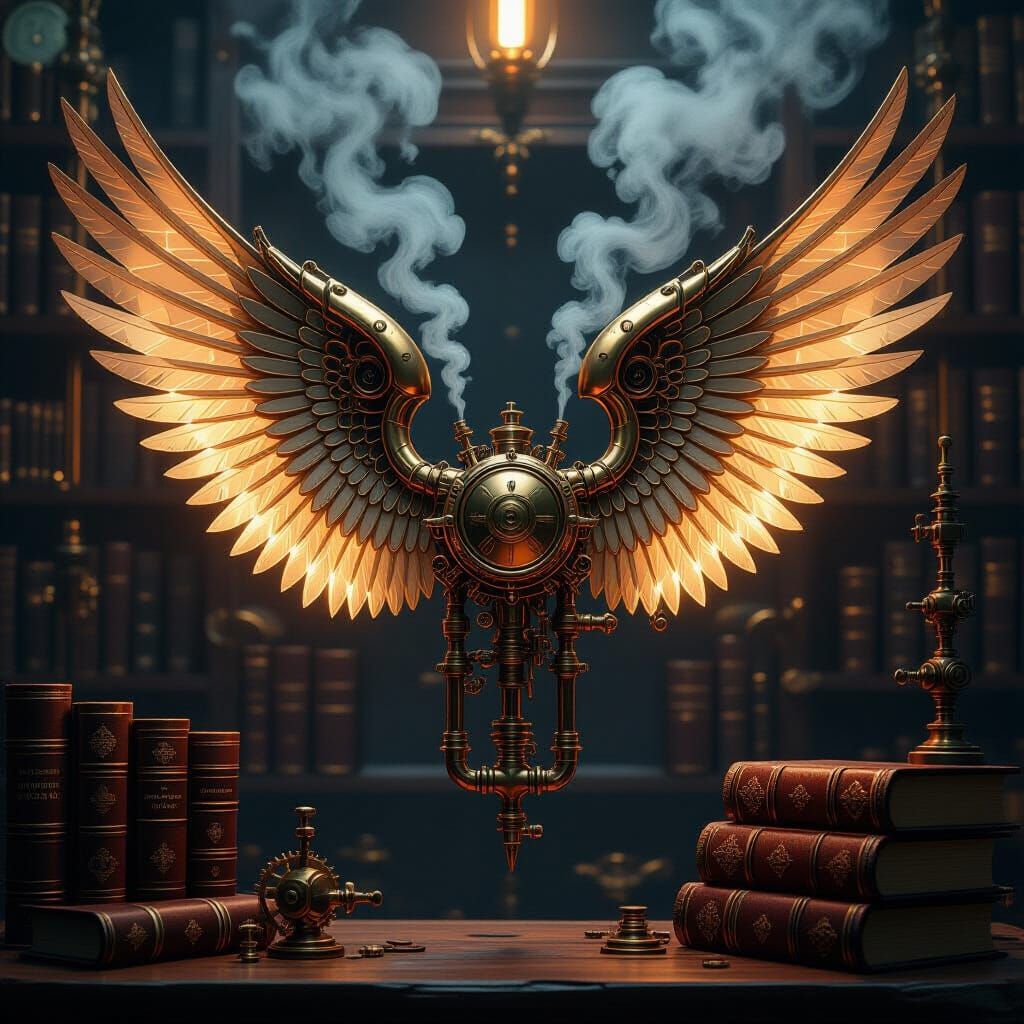 Steampunk Angel Wings with Mechanical Details