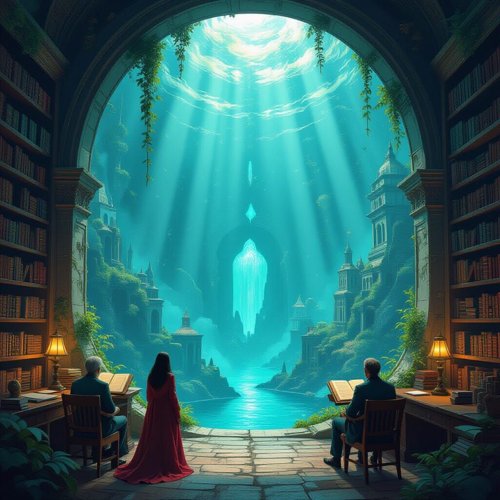 Legendary Library and Archives in Anime Style