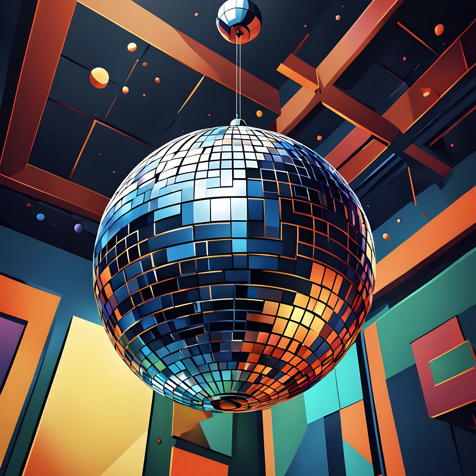 Disco Ball in Cubist Art Deco Style