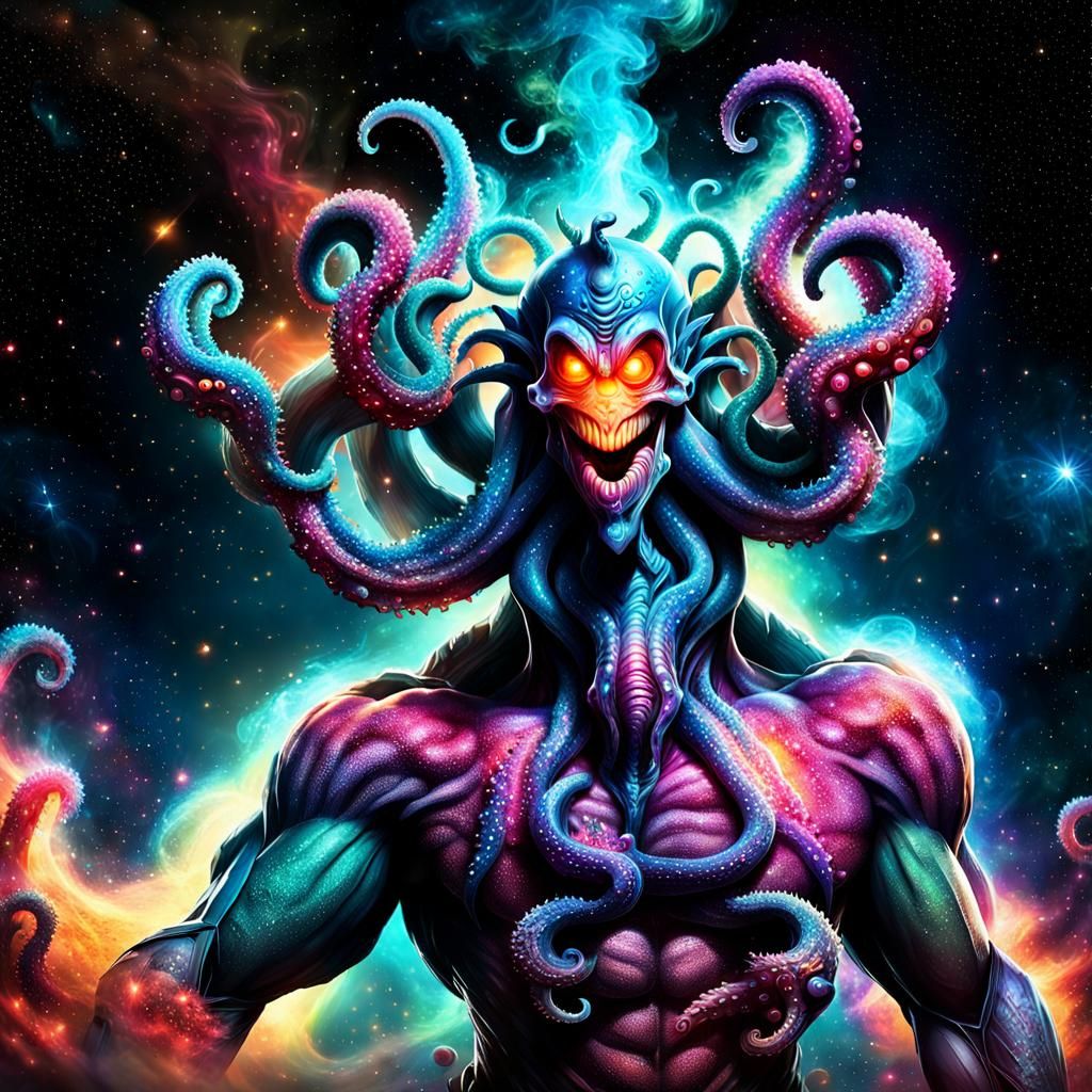 Magical mystical multicolored dust particles forming a Eldri...