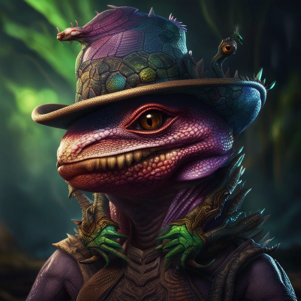 Alien Lizard Monster Portrait in Realistic Style