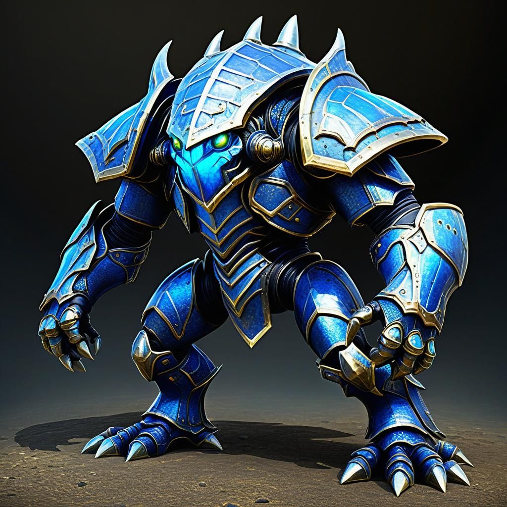 Armored Creature in Ancient Ruins: Detailed Digital Art