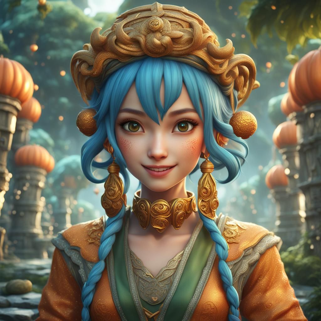 Nami Cute Smile: 3D Realistic Fantasy Art