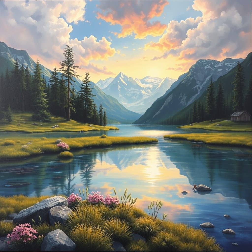 Detailed Airbrushed Landscape on Painter's Canvas