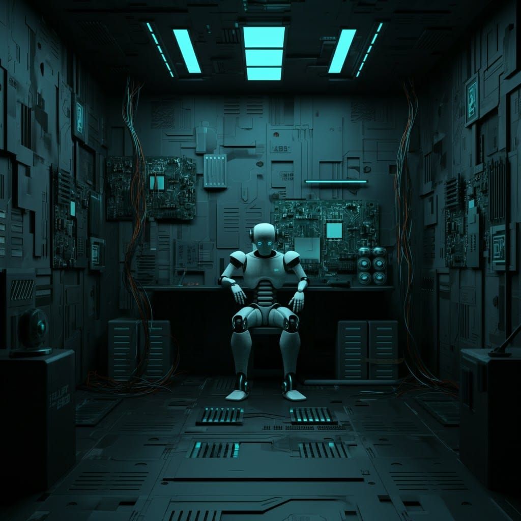 Futuristic Robot in a Cyberpunk Abode