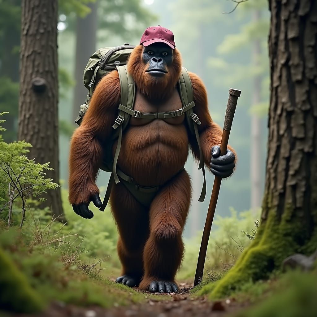 Bigfoot's Content Hike Through Golden Forest