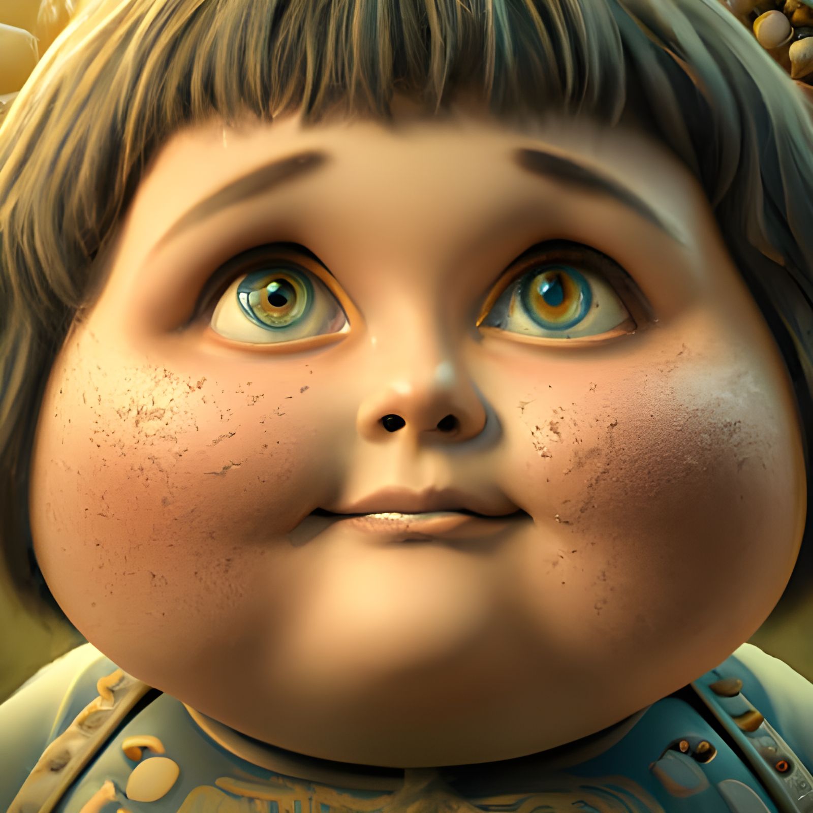 Adorable Doll Portrait in a Whimsical Style