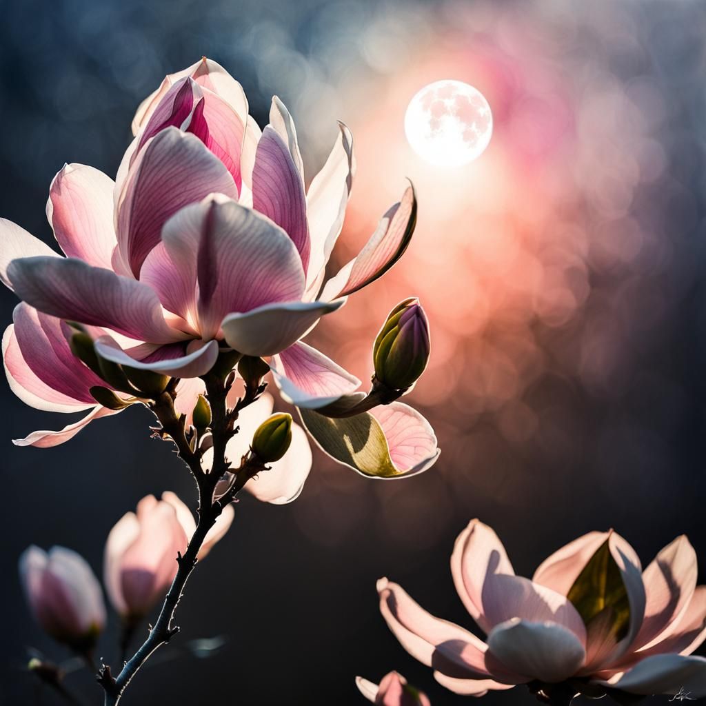 Magnolia Bloom in Hazy Pink: Silk Painting
