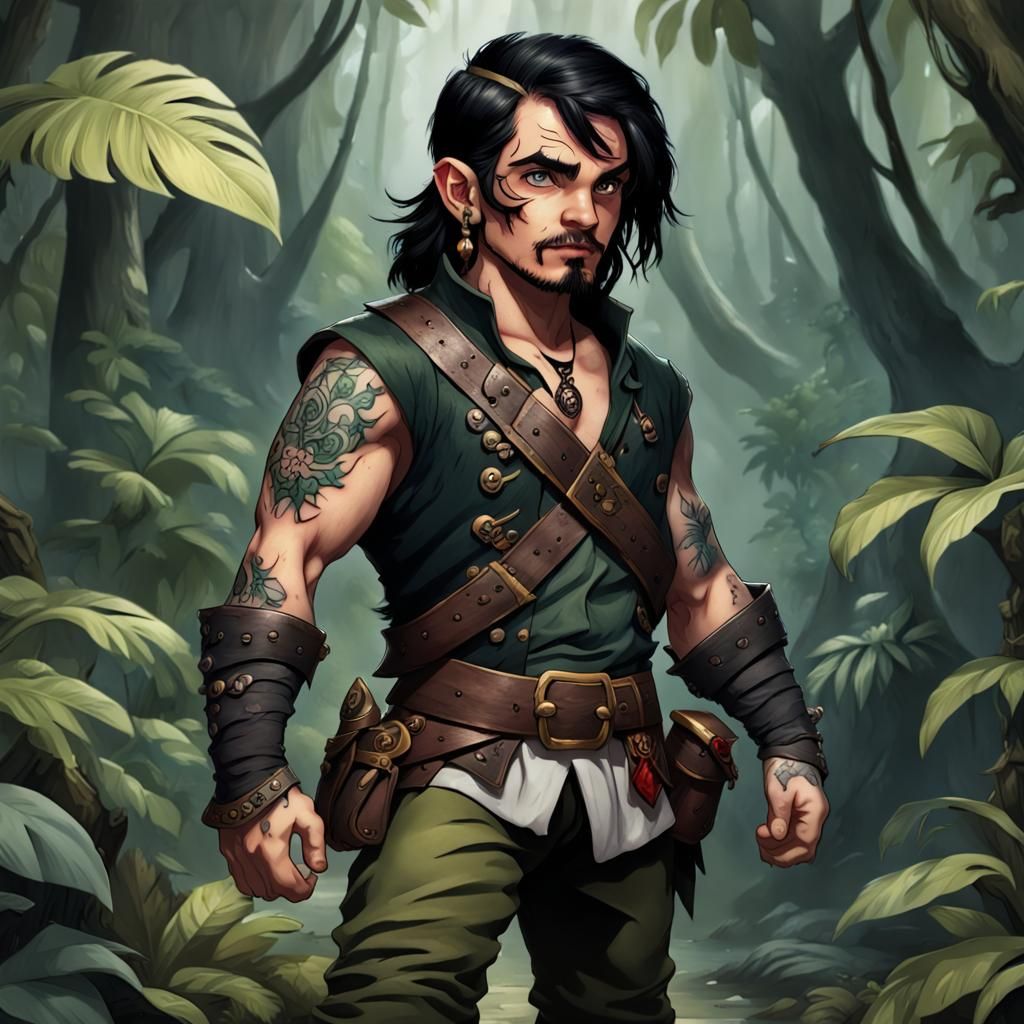 Halfling Pirate Exploring Jungle
