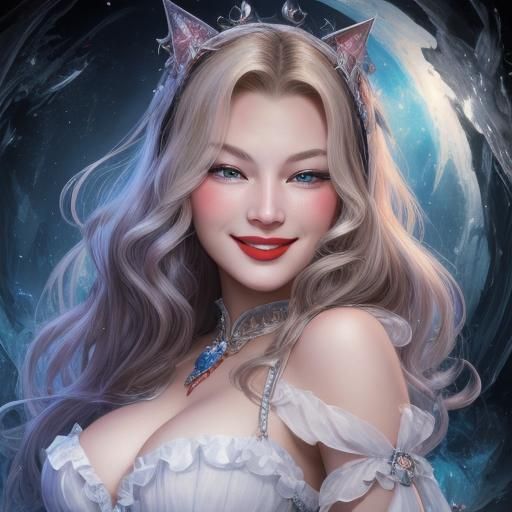 Smiling Woman Portrait in Anime Manga Style