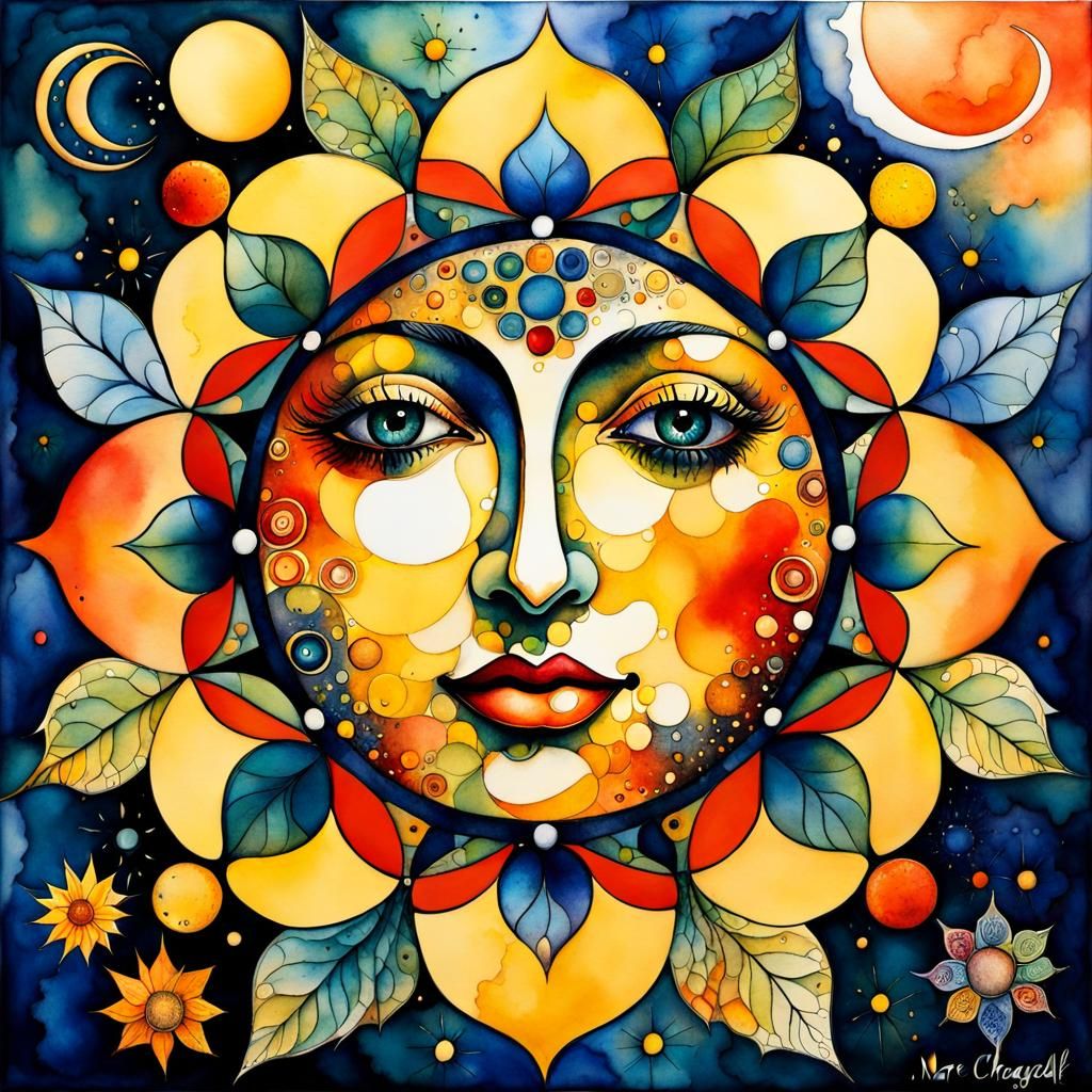 Surreal Dreamscape in Watercolor and Ink Splash Art