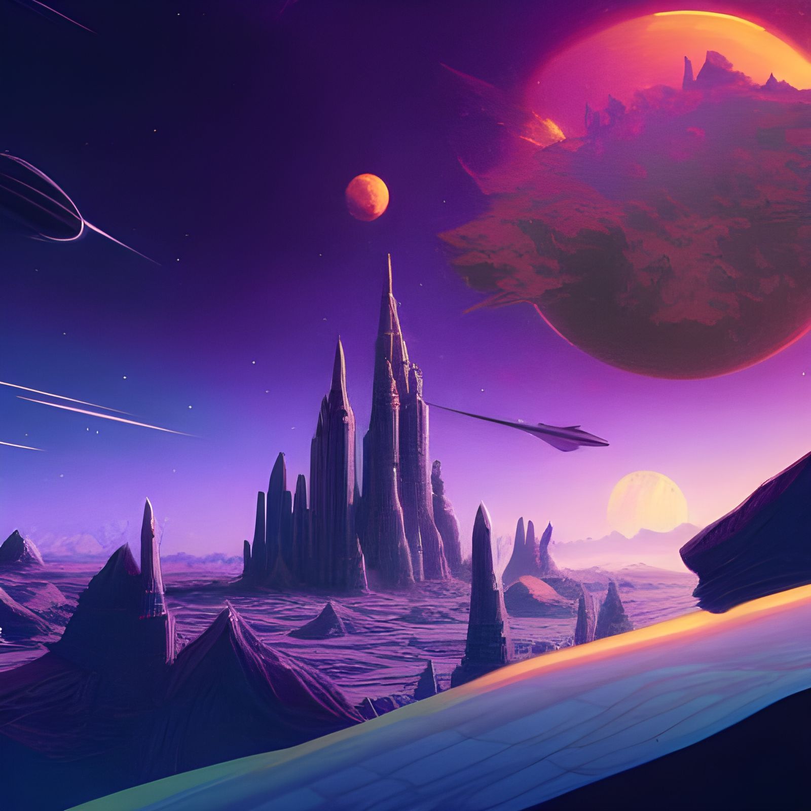 Majestic Space Castle: Digital Matte Painting