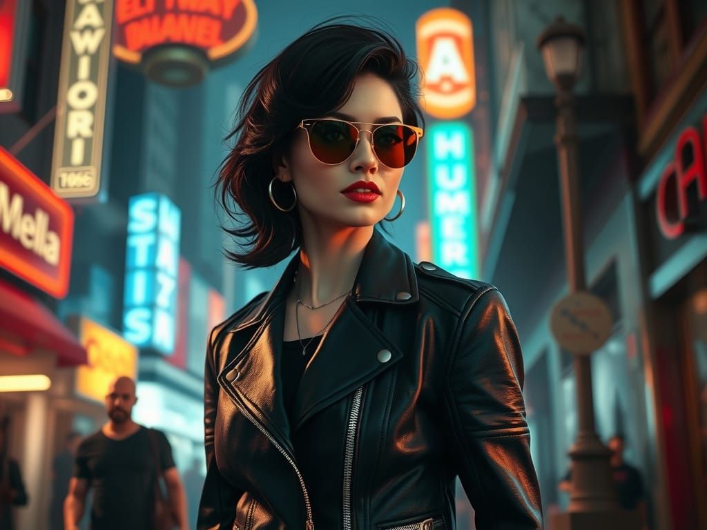 Film Noir Woman in a Graphic Novel Style