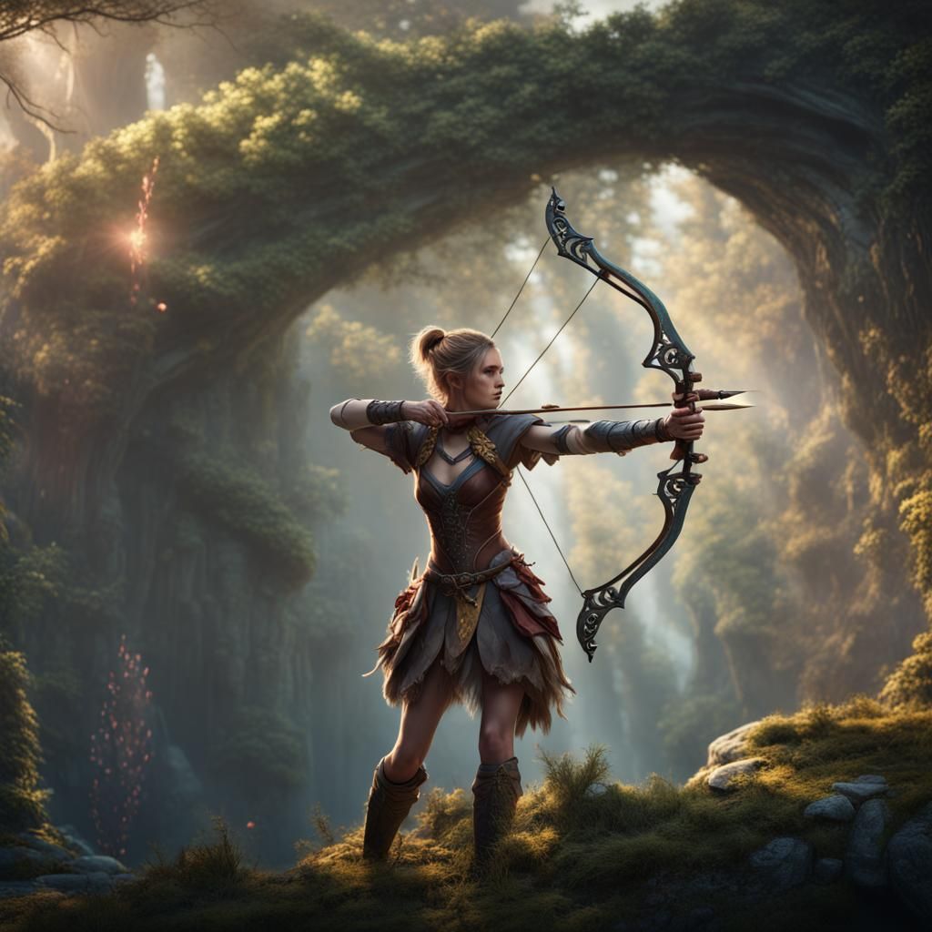 Human Archer About to Shoot a Fairy