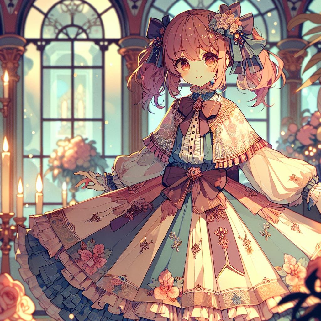 Anime Girl in Lolita Fashion, Cel-Shaded Style