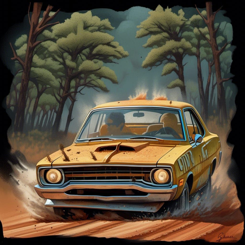 Dodge Dart on Ozark Road in Summer Heat