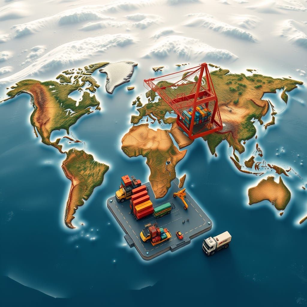3D World Map: Global Trade and Logistics