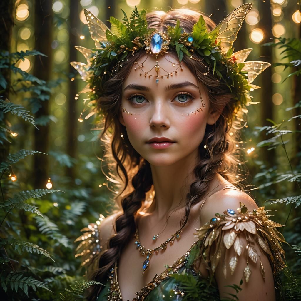 Captivating Fairy Portrait in Gemstone Circlet
