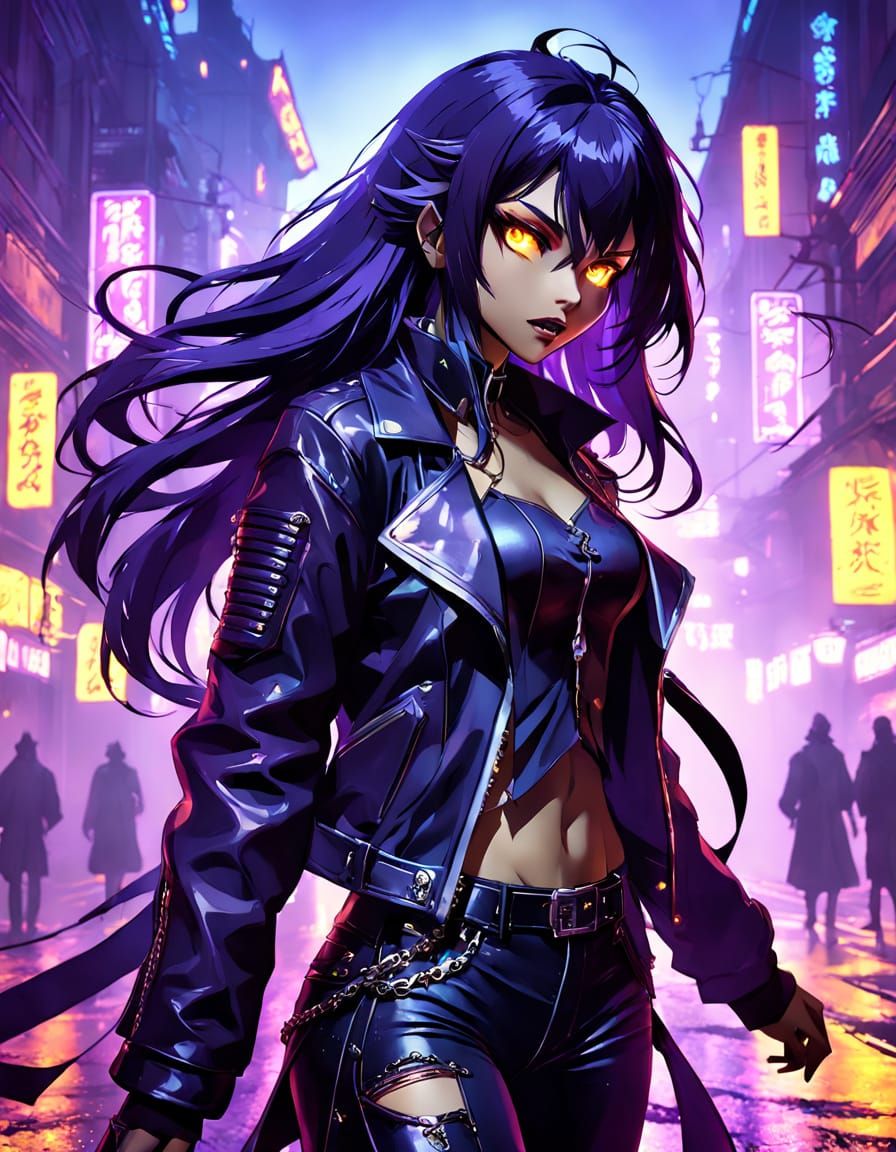 Cyberpunk Vampire Goddess Reigns Over City Streets