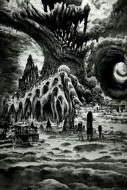 Grayscale Gothic Manga of Abyssal Demon Village