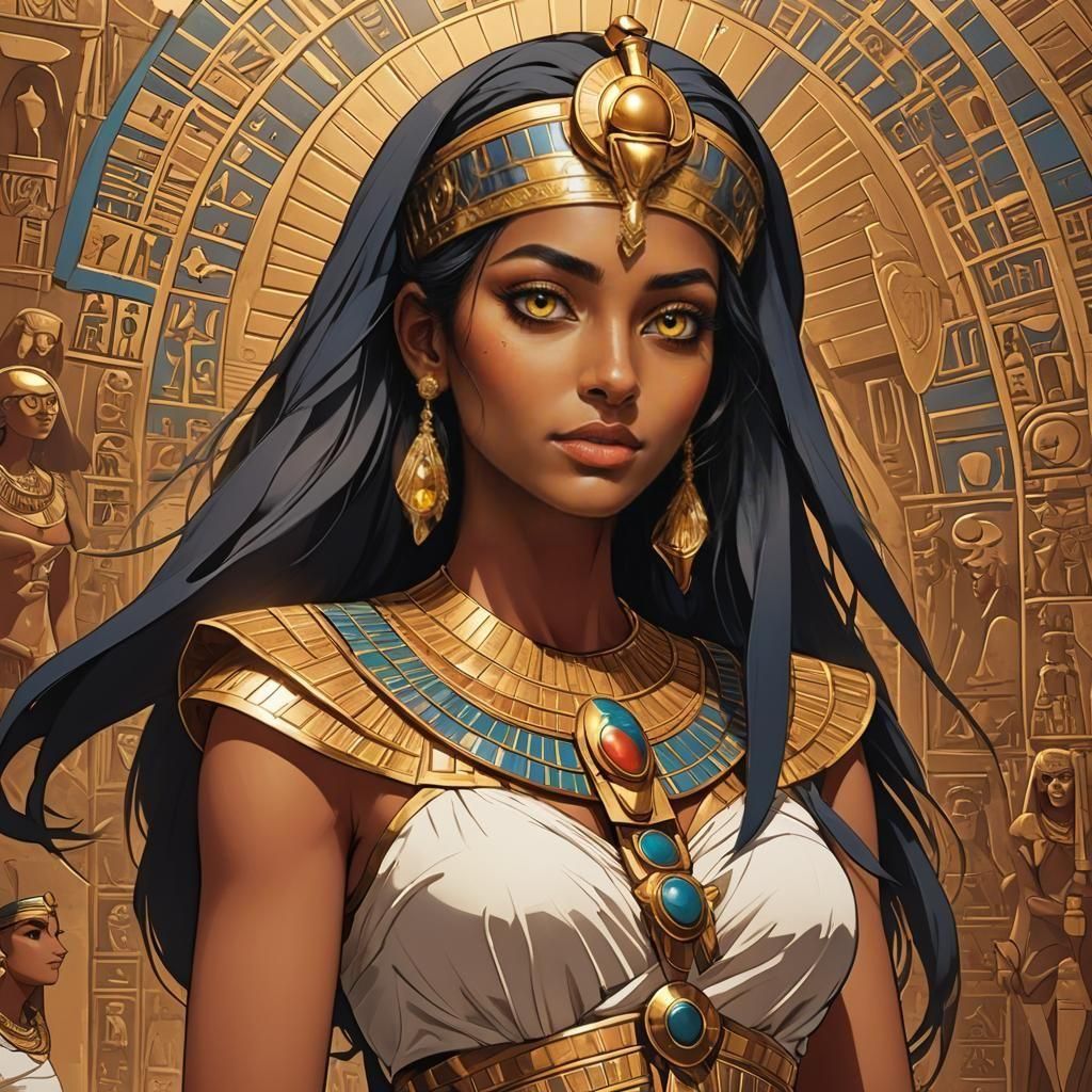 Astarte and Maga in Ancient Egypt: Cel-Shaded Anime Art