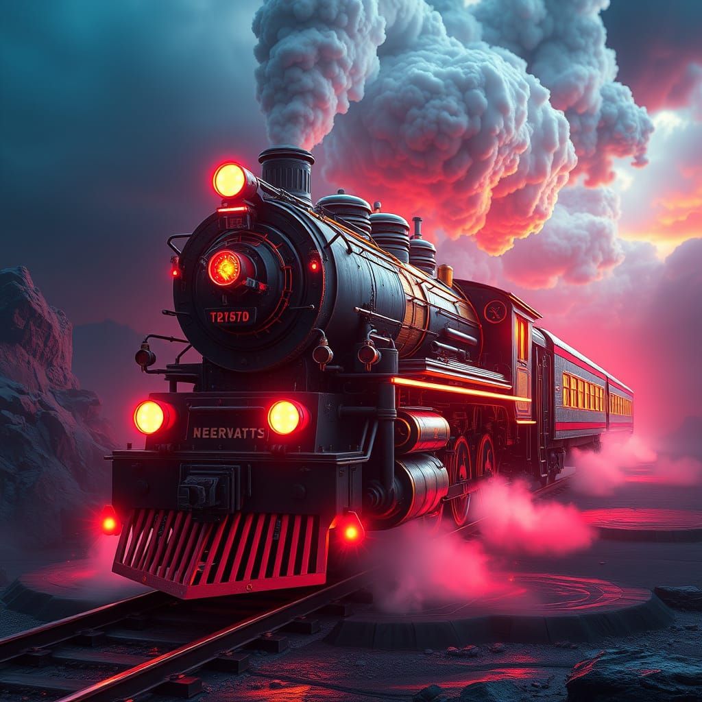 Futuristic Locomotive Radiates Vibrant Energy