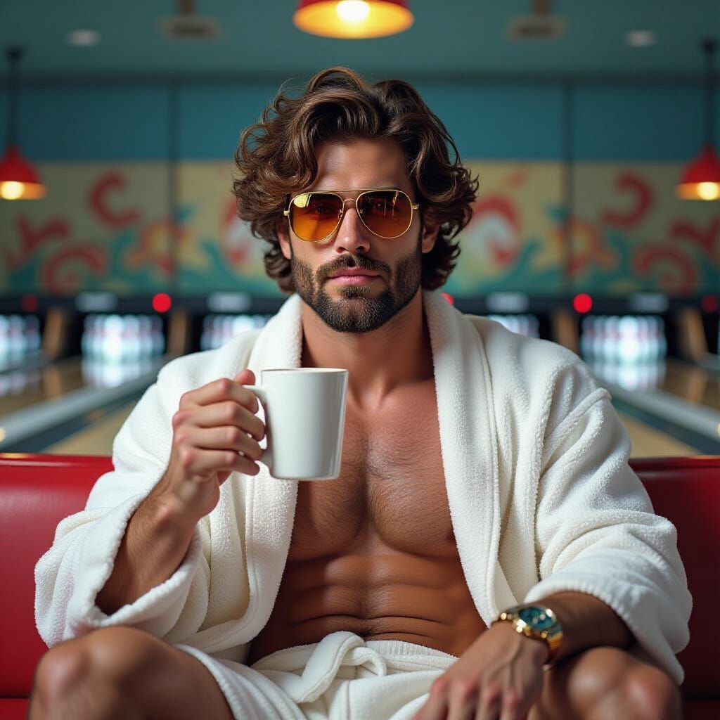 Hyperrealistic Dude Drinking a White Russian as Impasto Pain...