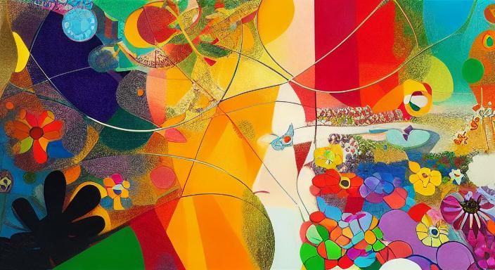 Surreal Kaleidoscopic Garden Inspired by Takashi Murakami