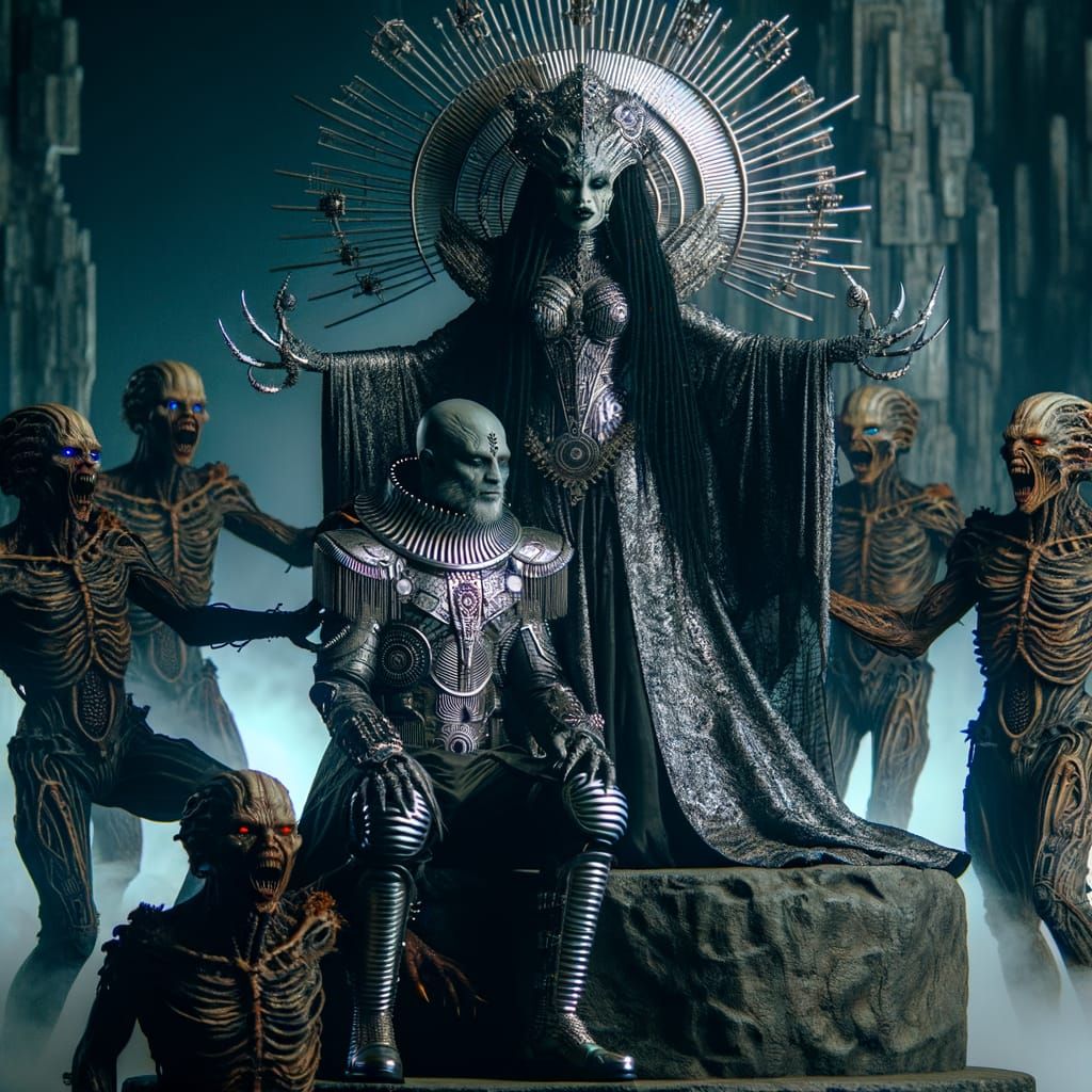 Gothic Horror Vampire Empress on Stone Throne