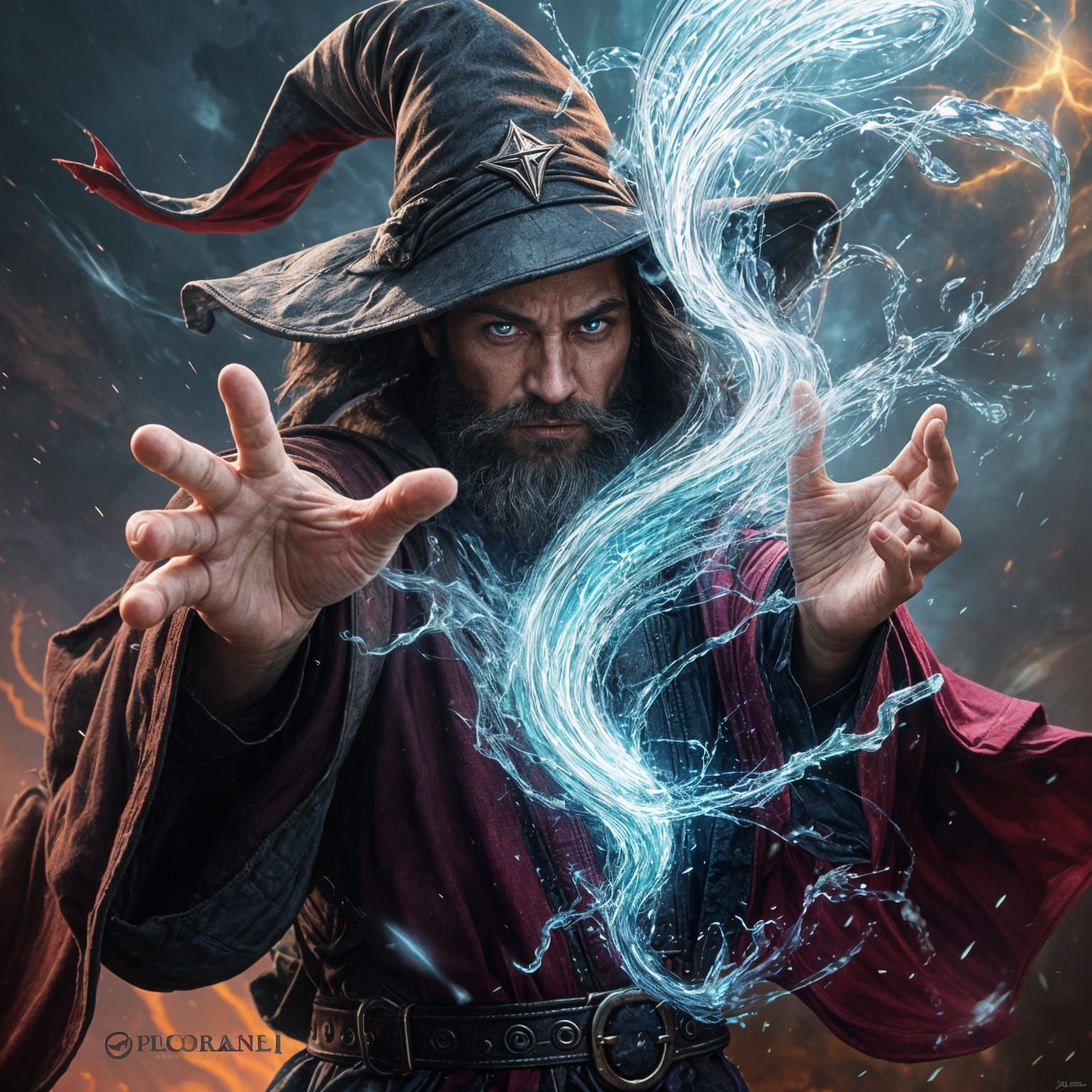 The Sorcerer Unleashes a Tornado in a Vibrant, Hyperrealisti...