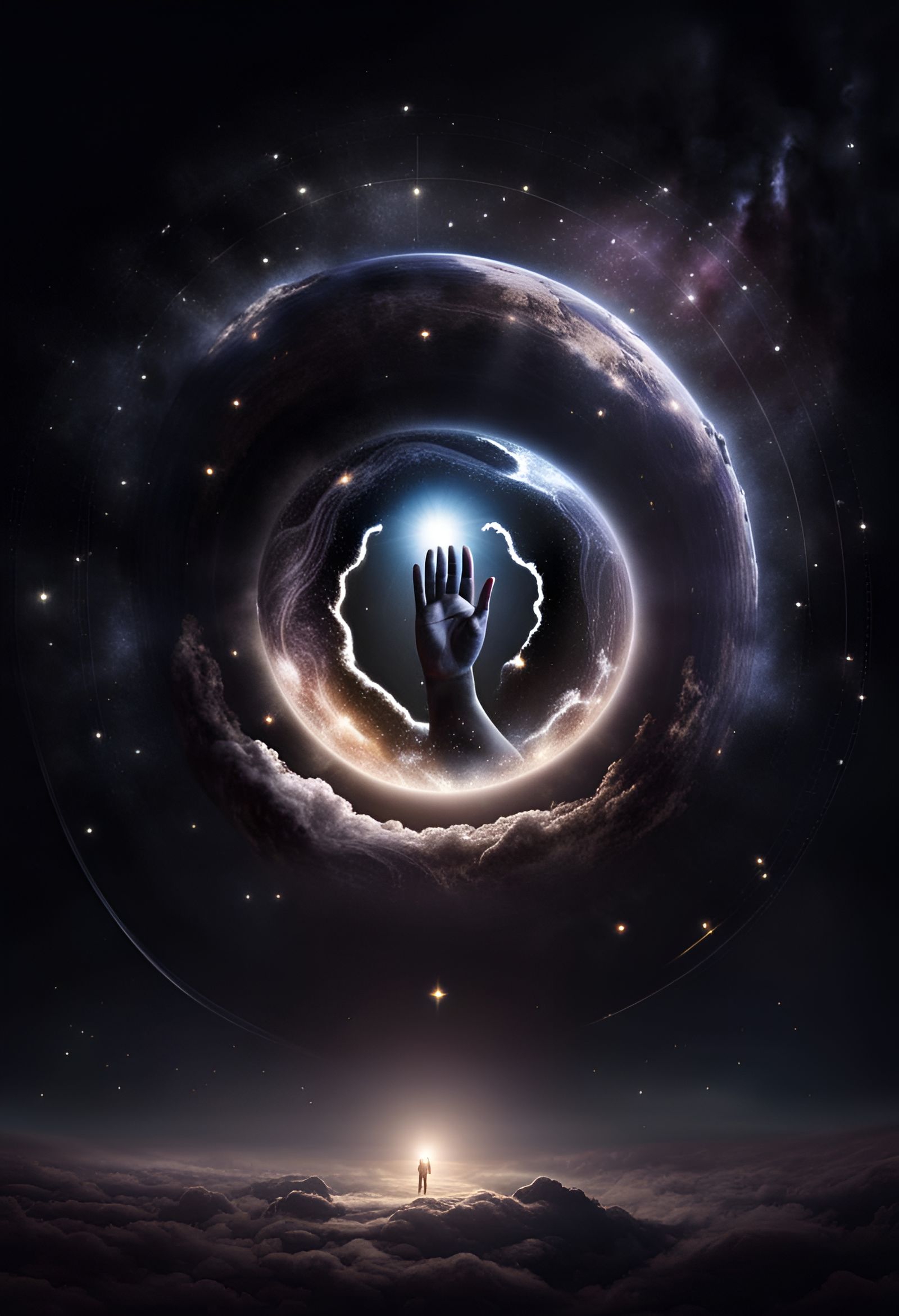 Astrological God Hand Emerging from Black Hole
