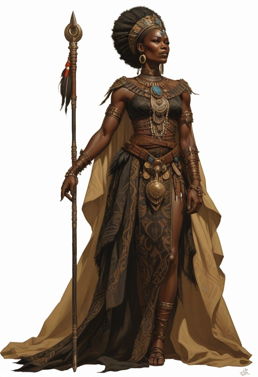 Zulu Queen in Traditional Attire Illustration