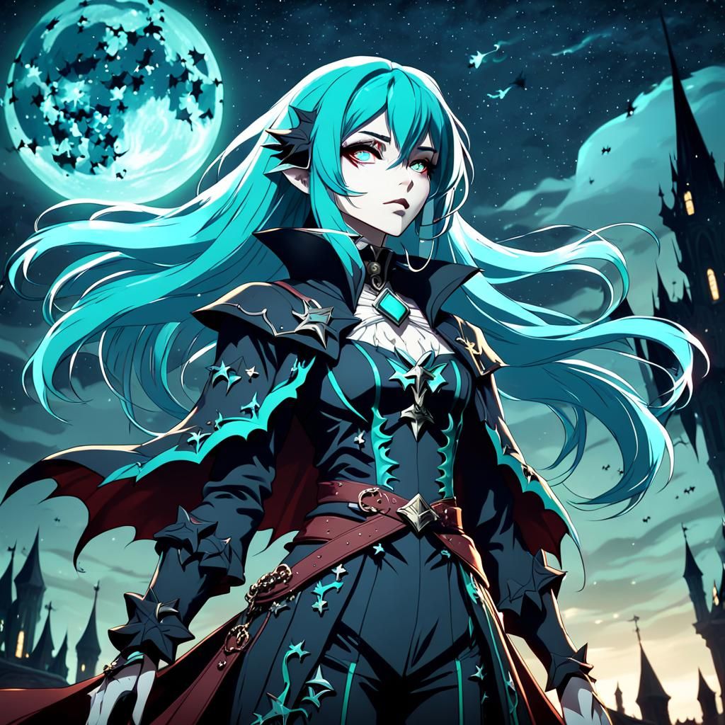 Anime Vampire Girl in Castlevania Style
