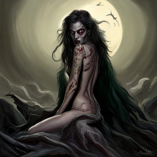 Horror Zombie Vampire Queen in Doré Style