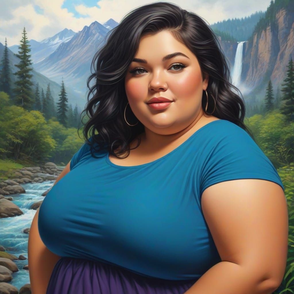 Vibrant Modern Portrait of a Plus-Sized Woman in Nature