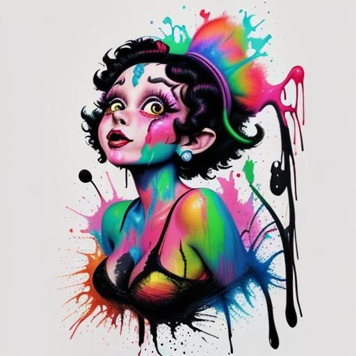 Betty Boop Portrait in Psychedelic Realism