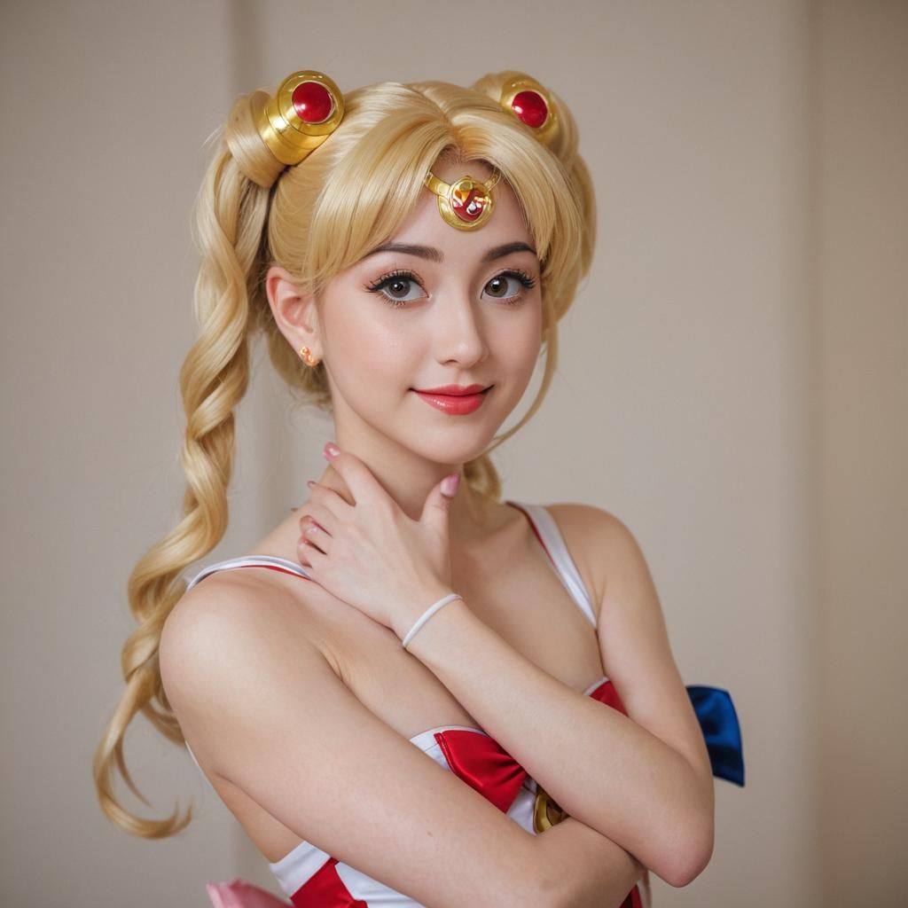 Sailor Moon Cosplay: Petite Woman with Naughty Smile