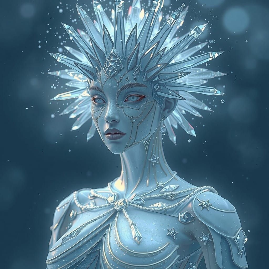 Ethereal Ice and Frost Elemental in Futuristic Realism